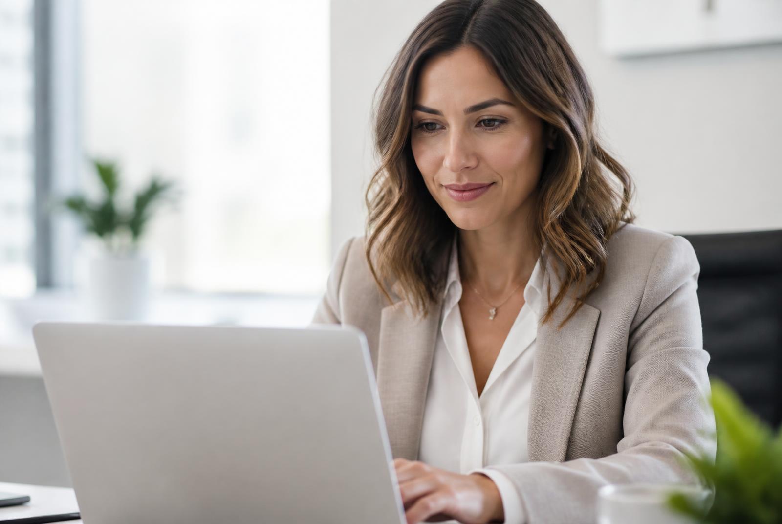 Gestionnaire d'une PME consultant ses courriels professionnels sur son ordinateur portable