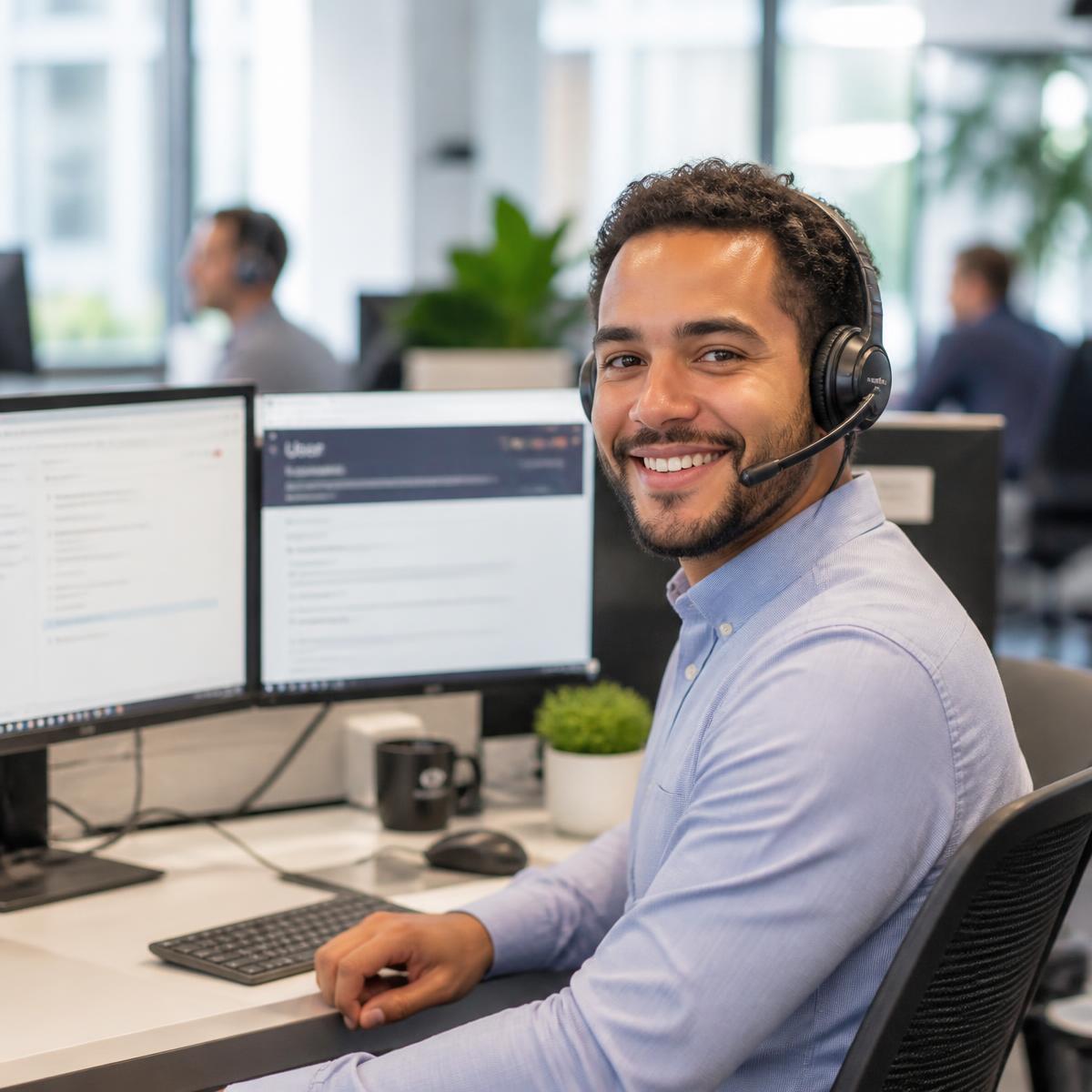 Conseillère du service à la clientèle zcloud au téléphone avec un client